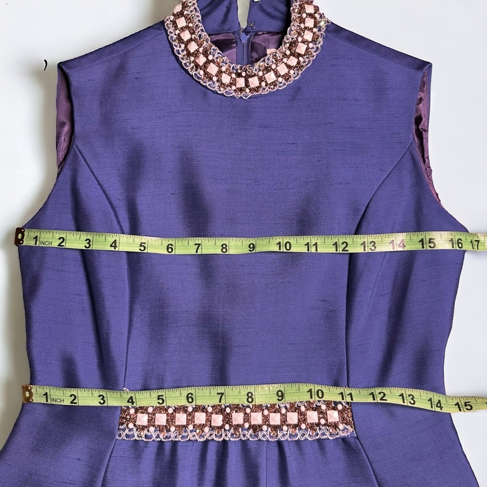 Vintage Lillie Rubin Union Made 70s Fit Flare Blue Dress Sz S - Picture 11 of 13